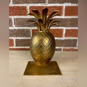 Vintage Hollywood Regency Style Brass Pineapple Bookend Library  8.5”